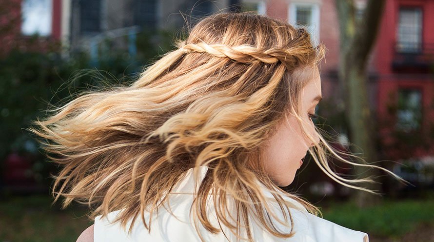 half up half down fishtail crown braids